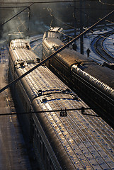 Image showing railway station and wagons in winter