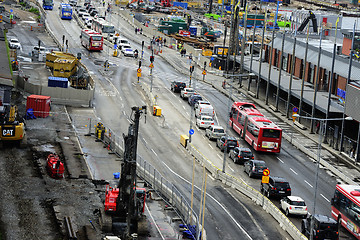 Image showing STOCKHOLM, SWEDEN  – JUNE 16, 2017: Road traffic on the sectio