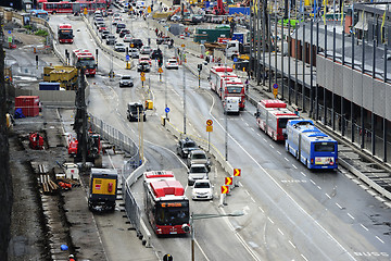 Image showing STOCKHOLM, SWEDEN  – JUNE 16, 2017: Road traffic on the sectio