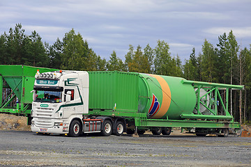 Image showing White Scania Silo Trailer on Sand Pit