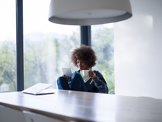 Image showing young African American woman in the living room