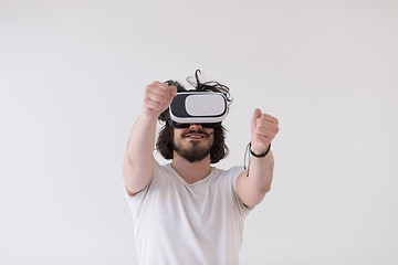 Image showing Man using headset of virtual reality