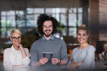 Image showing group of Business People Working With Tablet in startup office