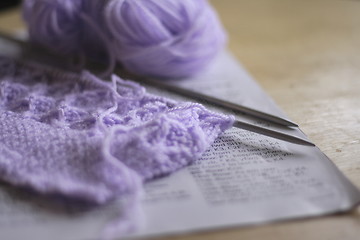 Image showing knitting on needles