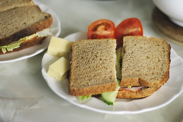 Image showing wholemeal salad sandwich