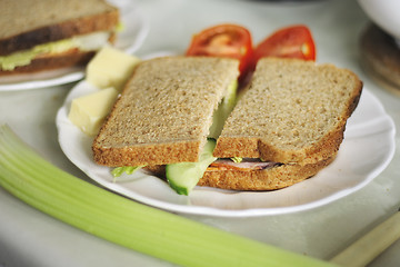 Image showing wholemeal salad sandwich