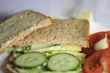 Image showing wholemeal salad sandwich