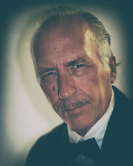 Image showing older man with mustache vintage color