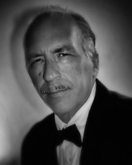 Image showing older man with pencil mustache  in black and white