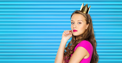 Image showing young woman or teen girl in pink dress