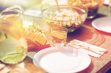 Image showing table with food for dinner at summer garden party