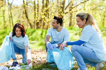 Image showing volunteers with garbage bags cleaning park area