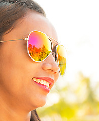 Image showing Sunglasses Young Woman Shows Fashion In Summer