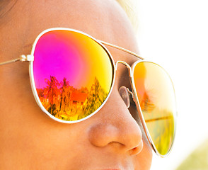 Image showing Sunglasses Woman Shows Fashion In Summer