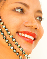 Image showing Pearls Necklace On Girl Shows Stylish Jewelry
