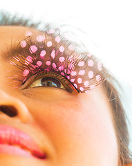Image showing Artificial Eyelashes Beauty Shows Eyelash Closeup Girl