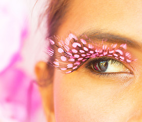 Image showing Artificial Eyelashes Beauty Shows Eyelash Fashion Closeup Girl