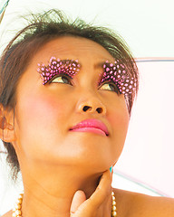 Image showing Fashion Eyelash Beauty Shows Vibrant Creative Girl