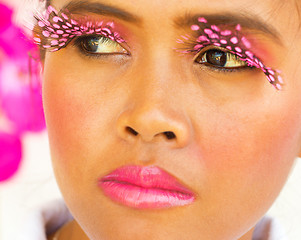 Image showing Fashion Eyelash Beauty Shows Closeup Vibrant Girl