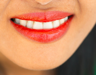 Image showing Smiling Pretty Girl Shows Joy And Happiness