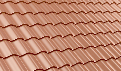 Image showing Red clay roof tiles