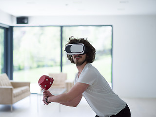 Image showing man using VR-headset glasses of virtual reality