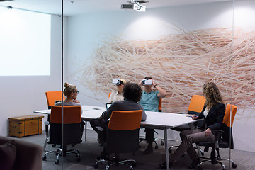 Image showing startup business team using virtual reality headset