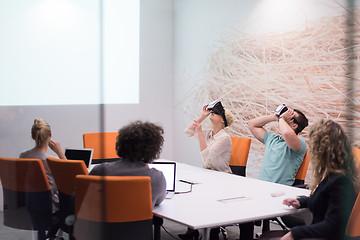 Image showing startup business team using virtual reality headset