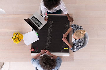 Image showing top view of Multiethnic startup business team on meeting