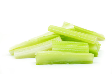 Image showing Cutting fresh bunch of celery