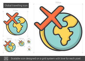 Image showing Global traveling line icon.