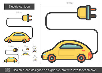 Image showing Electric car line icon.