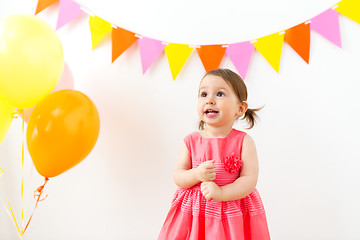 Image showing happy baby girl on birthday party