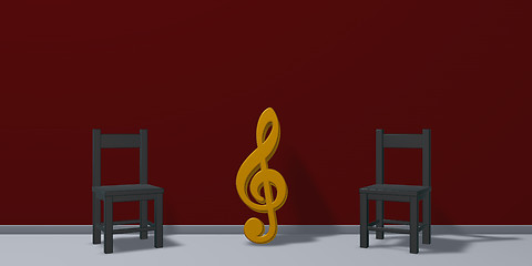 Image showing clef symbol and chairs - 3d rendering