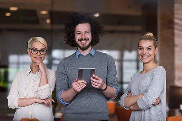 Image showing group of Business People Working With Tablet in startup office