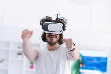 Image showing man using VR-headset glasses of virtual reality