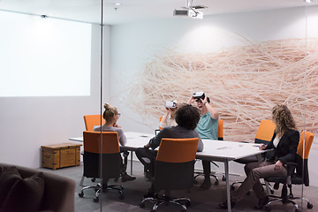 Image showing startup business team using virtual reality headset