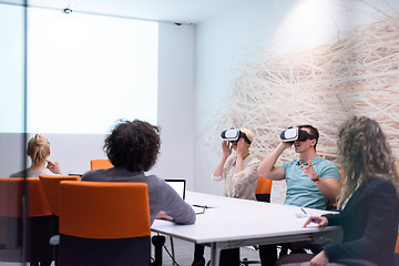 Image showing startup business team using virtual reality headset