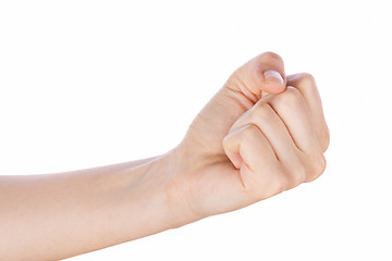 Image showing hand with clenched a fist on white 