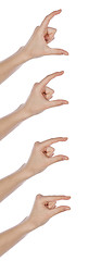 Image showing Different gesture of hands to hold something in different size