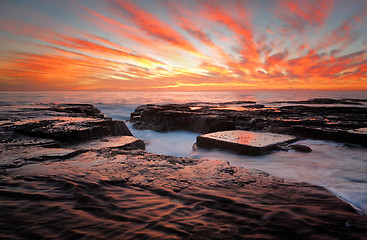 Image showing Red skies over North Narrabeen Australia