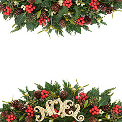 Image showing Noel Sign and Winter Greenery 