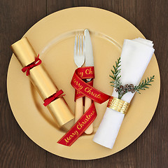 Image showing Christmas Dinner Table Setting