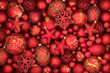 Image showing Christmas Red Bauble Decorations