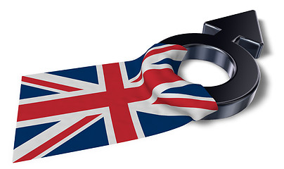 Image showing mars symbol and flag of the uk - 3d rendering