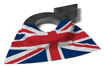 Image showing mars symbol and flag of the uk - 3d rendering