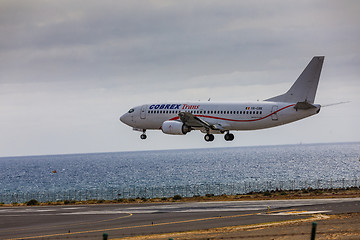 Image showing ARECIFE, SPAIN - APRIL, 15 2017: Boeing 737 - 300 of Cobrex Tran
