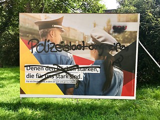 Image showing Vandalized CDU billboard for the German Parliamentary Elections