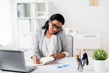 Image showing businesswoman calling on smartphone at office