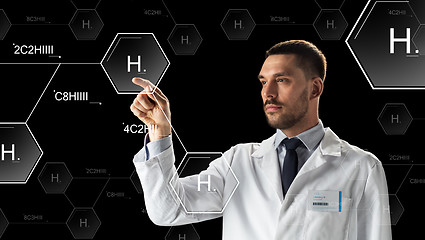 Image showing scientist virtual chemical formula projection